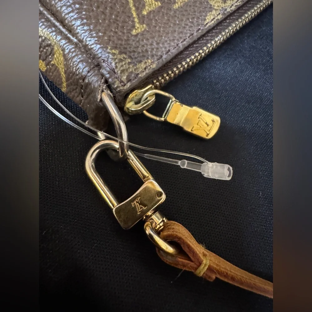 ‼️Sale ‼️Louis Vuitton LV Monogram Brown and Gold Pouchette & LV Strap with COA